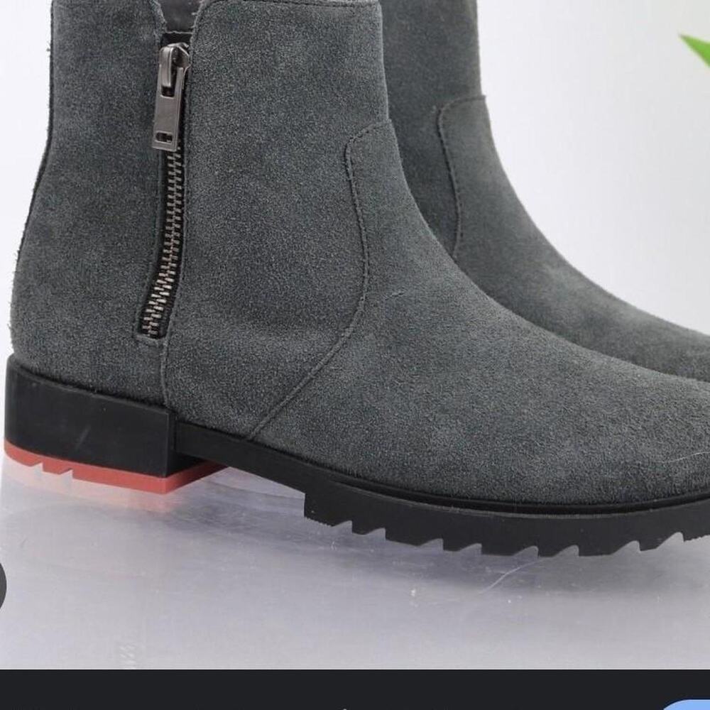 Grey sorel boots suede side zip womens leather 8.5